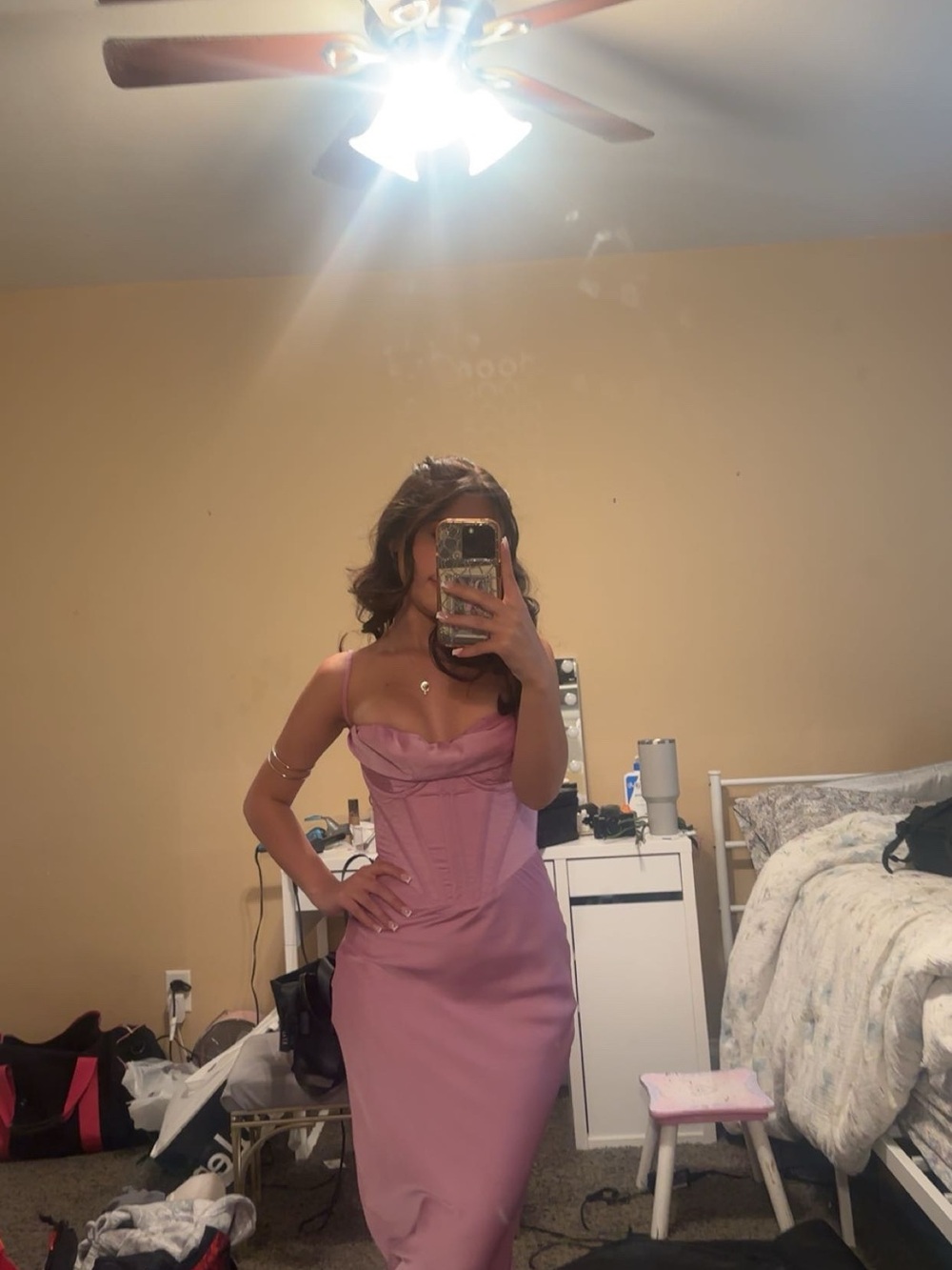 House of CB Charmaine Pink Corset Maxi Dress